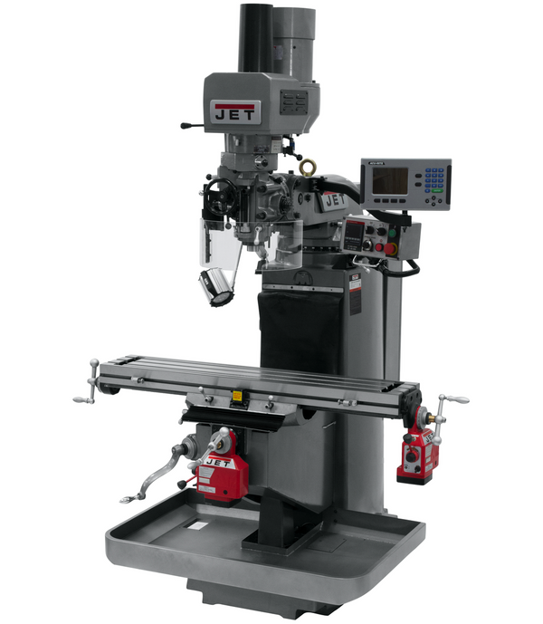 JET JTM-949EVS Mill with 3-Axis Acu-Rite 203 DRO (Knee) with X and Y-Axis Powerfeeds and Air Powered Draw Bar
