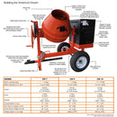 7 cu ft.0 Towable Steel Drum Concrete Cement Mortar Plaster Mixer W/ 1 HP TK-CM7-E1