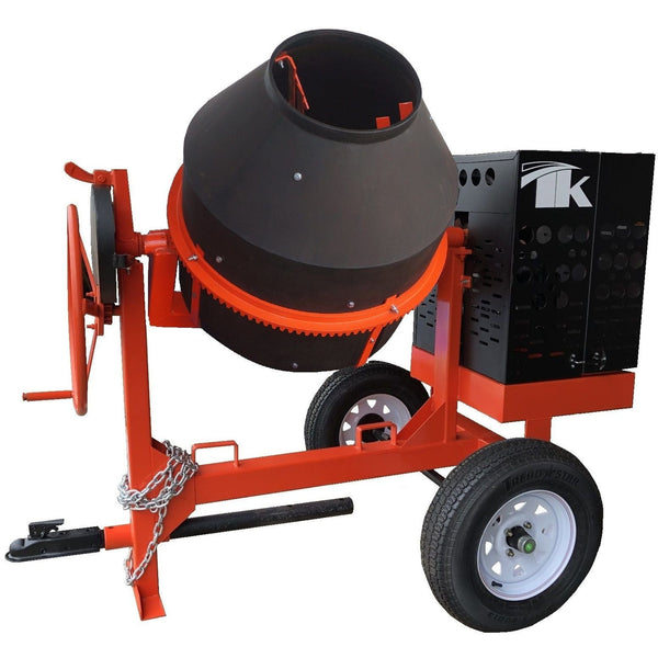 9 cu ft.0 Towable Polyurethane Drum Concrete Cement Mortar Plaster Mixer W/ TK-CM9P-GH8