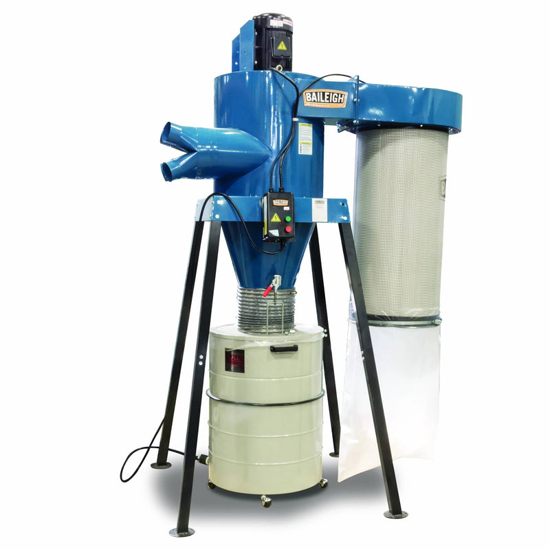 Baileigh DC-3600C; 5HP 220V 3Ph Cyclone Style Dust Collector with Remote Start, 3600 CFM, 60 Gallon Drum BI-1014516