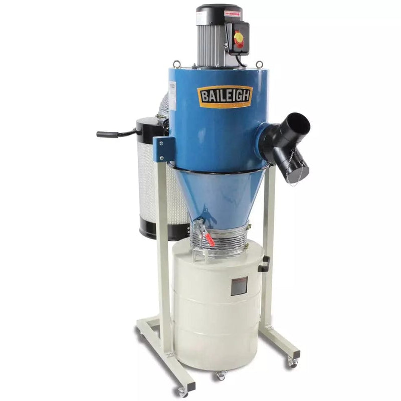 Baileigh DC-600C; 1-1/2HP 110V Cyclone Style Dust Collector, 604 CFM, 20 Gallon Drum, and 6" x 4" x 2" Inlet BI-1002693