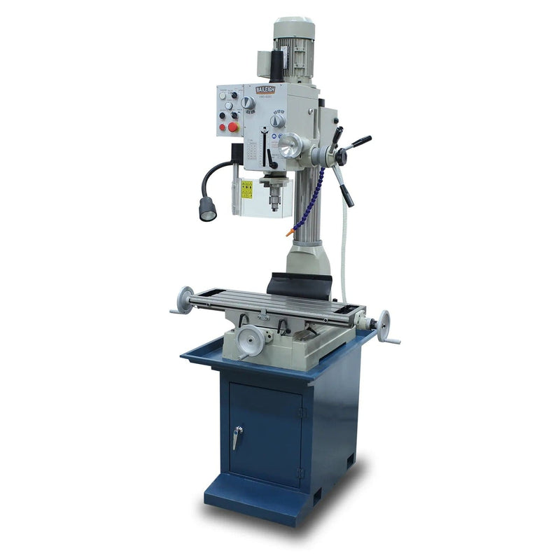 Baileigh VMD-828G; 110V Gear Driven Mill and Drill, Includes Stand, Coolant System, Work Light, and R8 Spindle BI-1020692