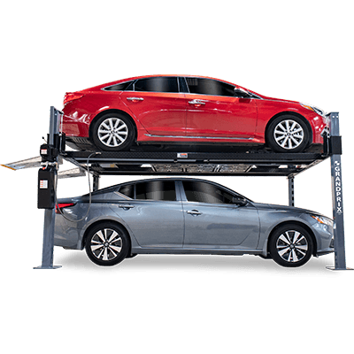 BendPak GP-9XLT Package GrandPrix Series 9,000 Lb. 4-Post Car Lift, High Rise Ext. Length Includes Caster Kit, Drip Trays and Alu. Ramps - 5175257