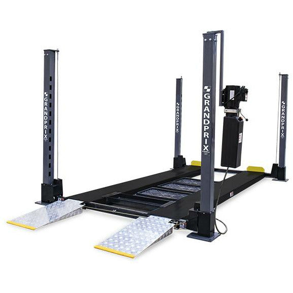BendPak GP-9XLT Package GrandPrix Series 9,000 Lb. 4-Post Car Lift, High Rise Ext. Length Includes Caster Kit, Drip Trays and Alu. Ramps - 5175257