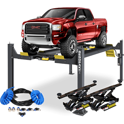 BendPak HDSO14AX Tire Alignment Lift (1) + RJ7W 4-Post Rolling Bridge Jack (2) + Airline Kit For HD-9/HD-14 (1) Package Deals -  5175901