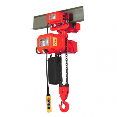 Bison Lifting Equipment 5 Ton Electric Chain Hoist with Trolley, 3 Phase, Single Speed - HHBD01SK-01+WPC05 HHBD01SK-01+WPC05