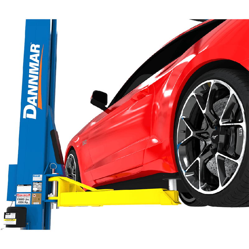 Dannmar D2-10A Asymmetric Clearfloor 10K Capacity 2-Post Lift Triple-Telescoping Arms Included Stack Pads & Adapters - 5175313