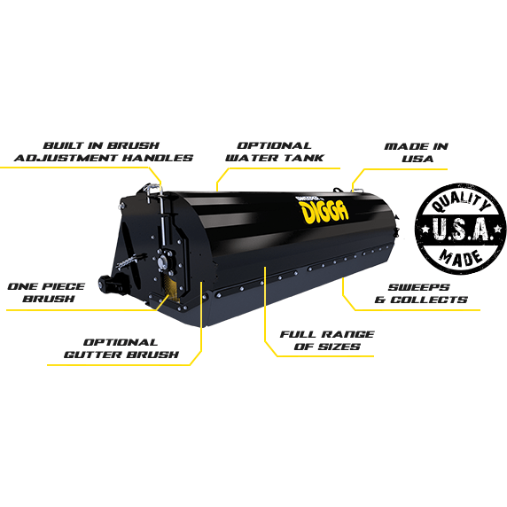 Digga Skid Steer/Tractor/Telehandler/Backhoe Pickup Broom, Sweeper Buc